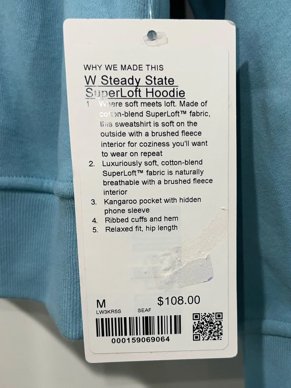 Lululemon Women's Steady State SuperLoft Hoodie Wider - Seafoam Size Medium